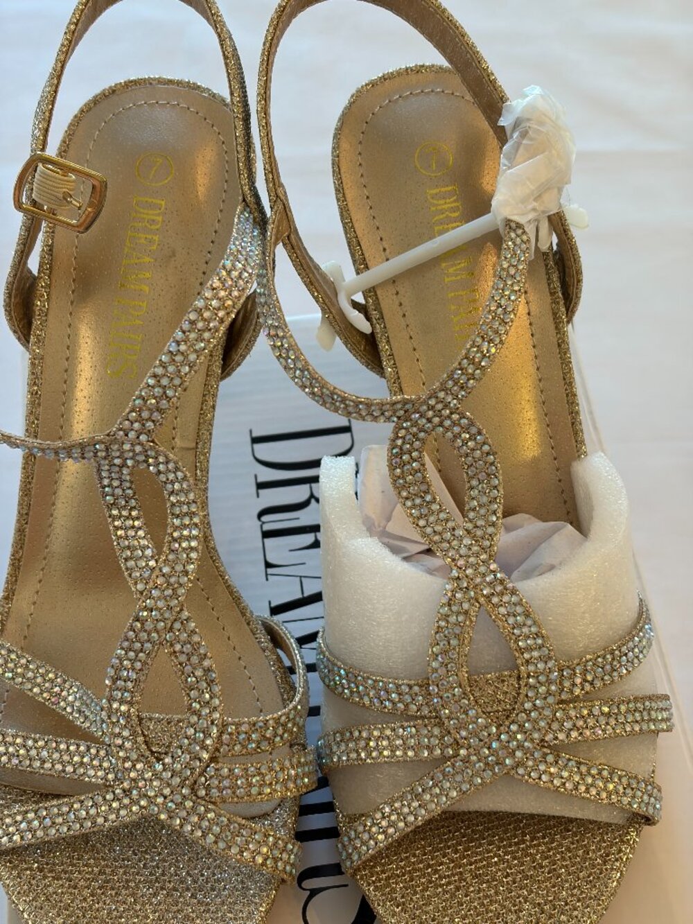 Dream Pairs Amore 3 Gold Sandal Heels Size 7 New With Box